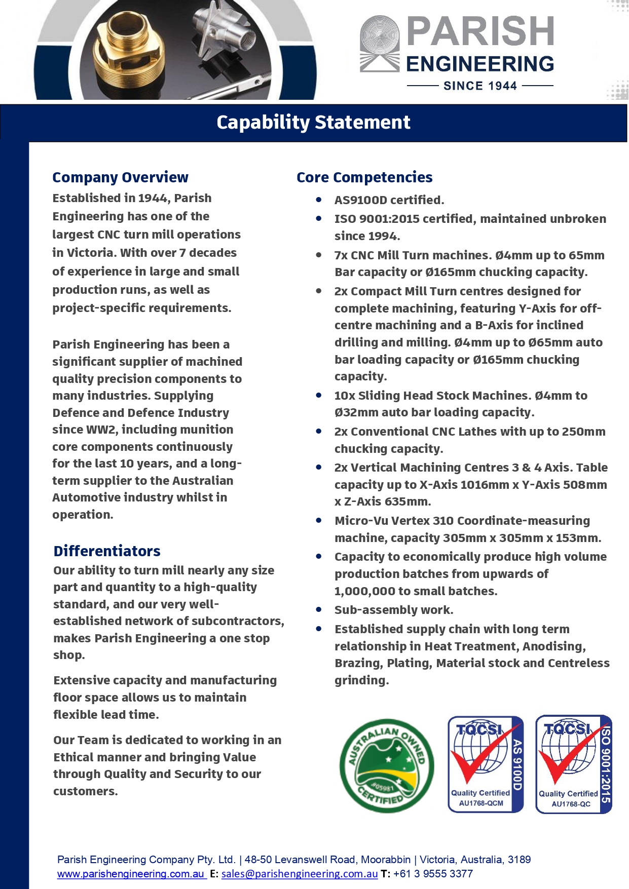 Parish Engineering Capability Statement page